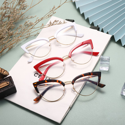Очила за компютър с котешко око Дамски очила с дизайн на сини вежди, блокиращи синя светлина Очила, оптични очила, двуцветни очила