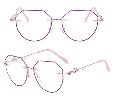 Дамски нови модни кристални анти Blu Ray ултралеки извънгабаритни очила с рамки за очила