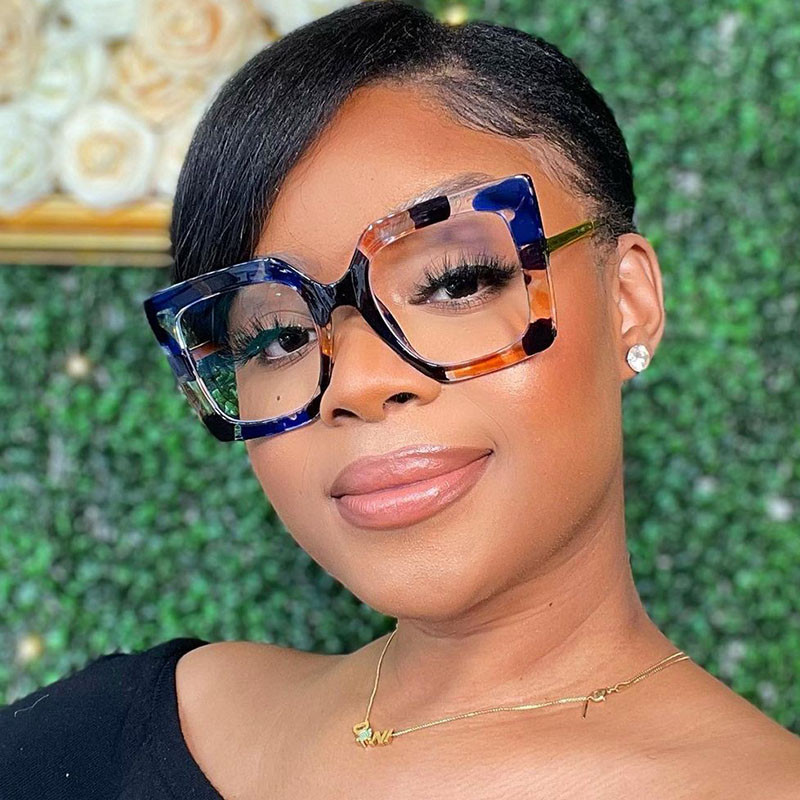 Dekoratyviniai akiniai vintažiniai moteriški kvadratiniai metaliniai skaidrūs akinių rėmeliai, moteriški nauji mados akiniai, skaidrūs moteriški akiniai