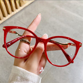 Optički okviri za naočale protiv plave svjetlosti Ženske modne TR90 dioptrijske naočale Vintage prozirne crvene naočale