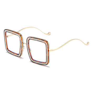 Извънгабаритни рамки за очила Дамски луксозен дизайн Модни кристални очила Прозрачни стъкла Диамантени рамки Дамски очила