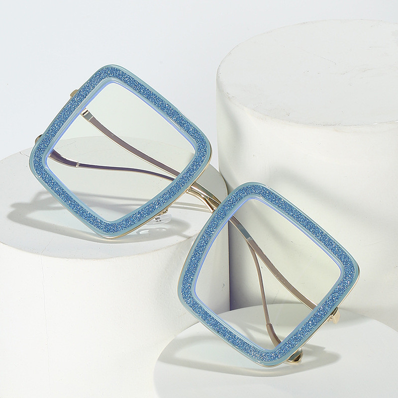 Preveliki okviri za naočale Ženski luksuzni dizajn Modne naočale s kristalima Prozirne leće Naočale s dijamantnim okvirom Ženske