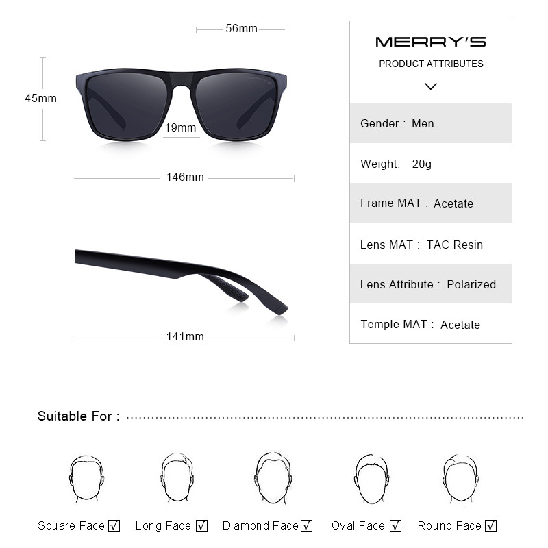 MERRYS DESIGN Ochelari de soare polarizați HD pentru bărbați Ochelari de soare clasici pentru bărbați UV400 S3005