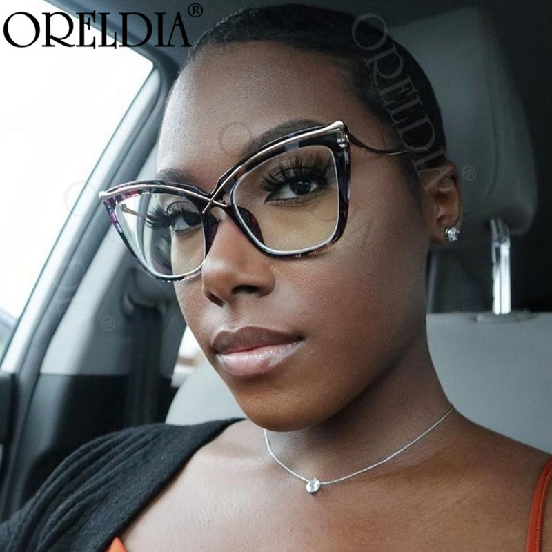 Prevelike mačkaste naočale za računalo Ženske okvire za naočale protiv plave svjetlosti Vintage naočale s cvjetnim printom Optičke naočale