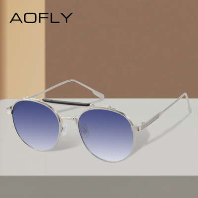 AOFLY Apvalūs senoviniai akiniai nuo saulės Vyriški Anti Glare Metaliniai Steampunk Akiniai nuo saulės Moterims 2023 zonnebril Dames Shades Moteriški UV400
