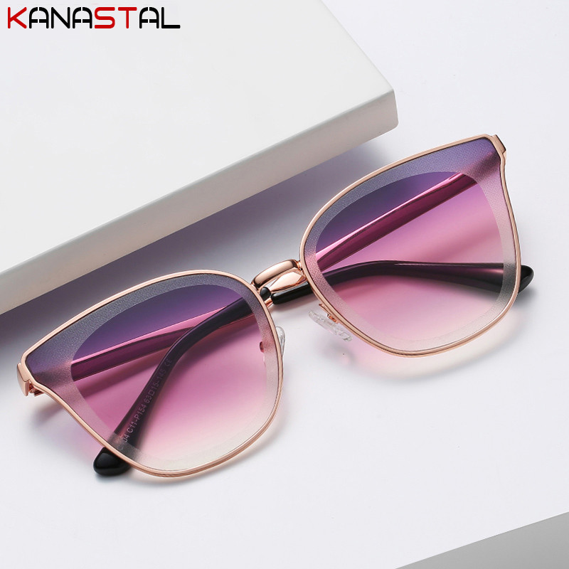 Ženske UV400 polarizirane sunčane naočale s gradijentom, modne sunčane naočale protiv odsjaja, metalni mačkasti okvir za naočale, naočale za kampiranje, zabave, putovanja