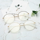 Preveliki okrugli okviri za naočale za muškarce i žene, metalni poluokvir, optičke naočale, obične naočale