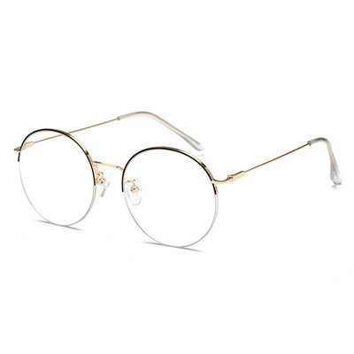 Preveliki okrugli okviri za naočale za muškarce i žene, metalni poluokvir, optičke naočale, obične naočale
