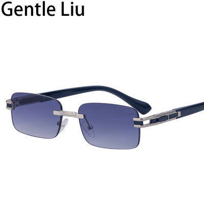 Kis téglalap keret nélküli férfi napszemüvegek 2022 luxusmárka keret nélküli napszemüvegek ernyők Anti kék fény Számítógépes olvasószemüvegek