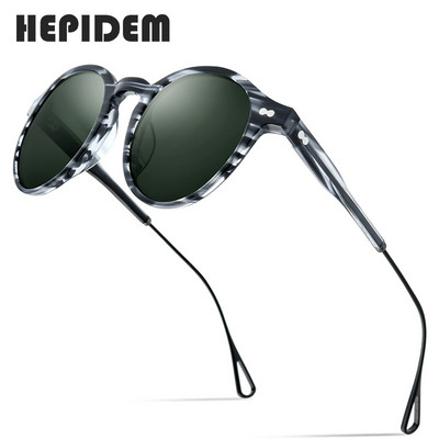 Γυναικεία γυαλιά ηλίου HEPIDEM Acetate Polarized 2020 Νέα επώνυμη σχεδιαστής υψηλής ποιότητας ρετρό vintage στρογγυλά γυαλιά ηλίου για άνδρες 9121