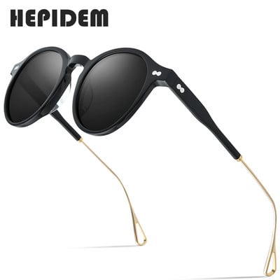 Γυναικεία γυαλιά ηλίου HEPIDEM Acetate Polarized 2020 Νέα επώνυμη σχεδιαστής υψηλής ποιότητας ρετρό vintage στρογγυλά γυαλιά ηλίου για άνδρες 9121