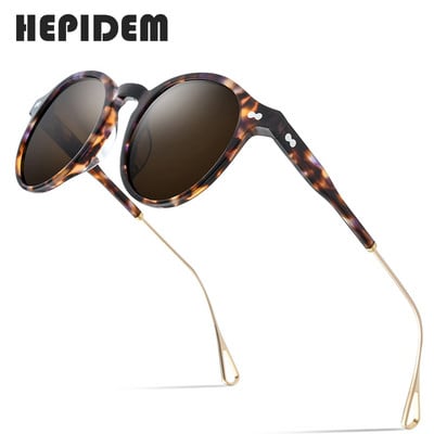 Γυναικεία γυαλιά ηλίου HEPIDEM Acetate Polarized 2020 Νέα επώνυμη σχεδιαστής υψηλής ποιότητας ρετρό vintage στρογγυλά γυαλιά ηλίου για άνδρες 9121