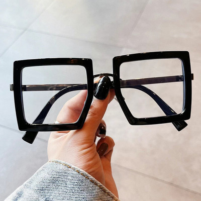 Elegantni ružičasti četvrtasti anti-plavi svjetlosni prozirni okviri za ženske naočale Vintage Alloy Prevelike bež crne računalne kratkovidne naočale