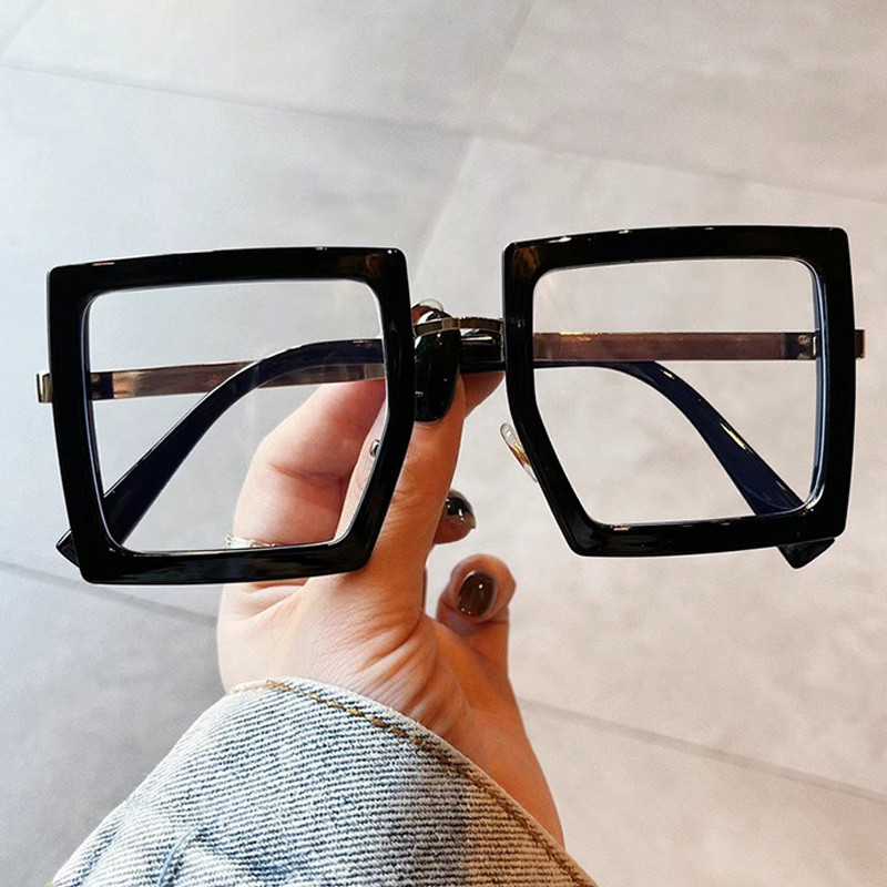 Elegantni ružičasti četvrtasti anti-plavi svjetlosni prozirni okviri za ženske naočale Vintage Alloy Prevelike bež crne računalne kratkovidne naočale