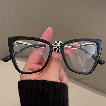 Уникални анти-синя светлина котешки очила за жени Нова мода Рамка за компютърни очила с извита сплав Рамка за компютърни очила Елегантни женски нюанси