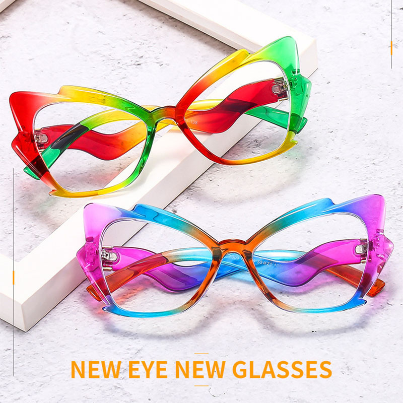 Ramă de ochelari de culoare pentru femei, ramă de ochelari de computer transparentă, cu gradient de mod unic, pentru femei, ochelari optici anti lumină albastră