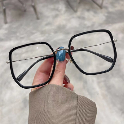 Prevelike četvrtaste anti-plave svjetleće naočale za žene Nova modna legura Narančastozeleni okvir za računalne naočale Ženske elegantne nijanse