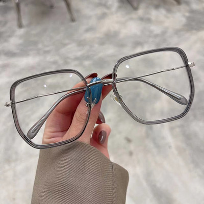 Prevelike četvrtaste anti-plave svjetleće naočale za žene Nova modna legura Narančastozeleni okvir za računalne naočale Ženske elegantne nijanse