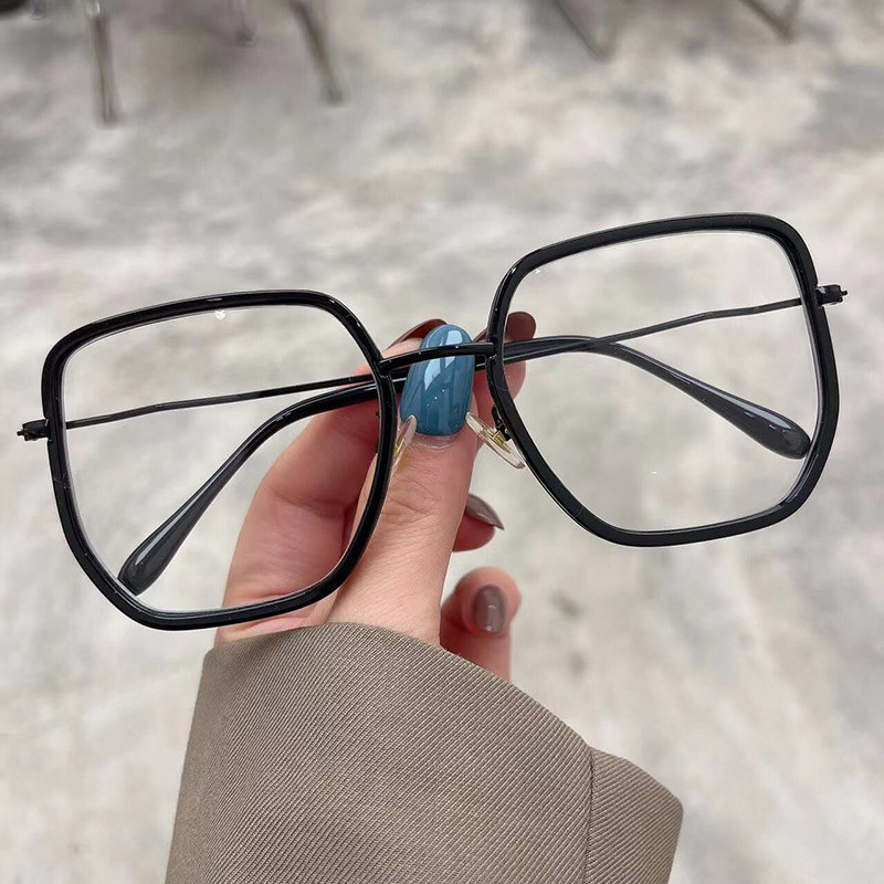 Prevelike četvrtaste anti-plave svjetleće naočale za žene Nova modna legura Narančastozeleni okvir za računalne naočale Ženske elegantne nijanse