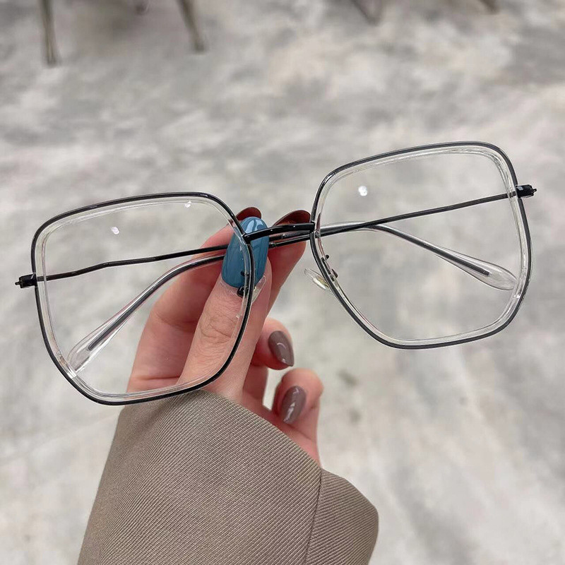 Prevelike četvrtaste anti-plave svjetleće naočale za žene Nova modna legura Narančastozeleni okvir za računalne naočale Ženske elegantne nijanse