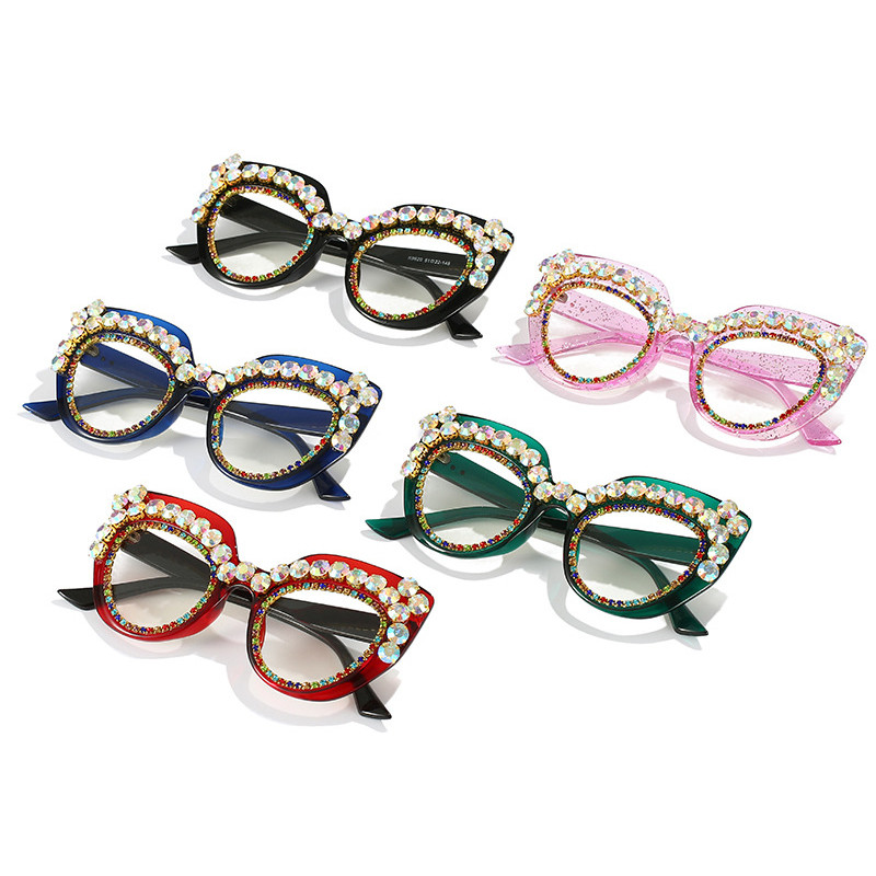 Seksualūs kačių akių akinių rėmeliai moterims Madingi prabangūs deimantiniai dekoratyviniai moteriški akiniai su rėmeliu Madingi akiniai moteriški