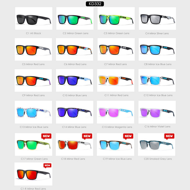 Fashion Square Napszemüveg Polarizált Férfi Sport Árnyékolók Cool Mirror Lens Light Wight Női vezetőszemüveg ingyenes dobozzal