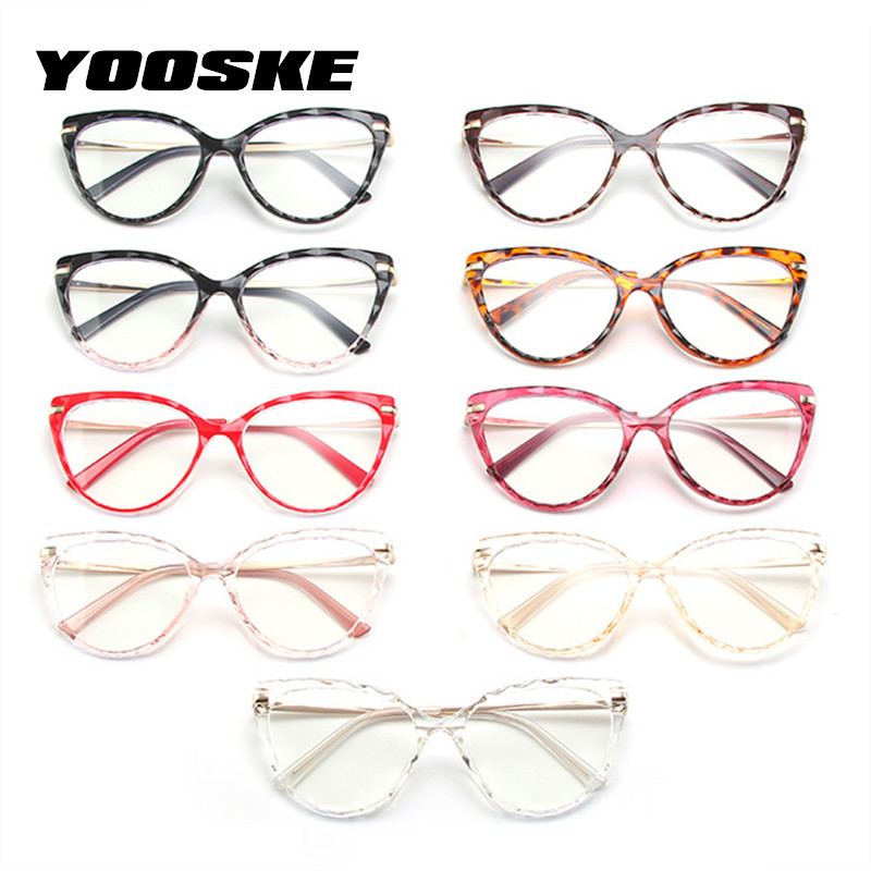 YOOSKE TR90 kačių akių akinių rėmeliai moteriški dideli skaidrūs optiniai rėmeliai prekės ženklo dizainerio madingi akiniai moterims