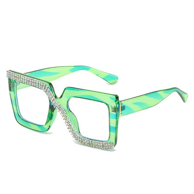 Zeleni prugasti kvadratni antiplavi okviri za naočale Retro Muški Ženski optički modni dijamantni ukrasi Dioptrijske naočale