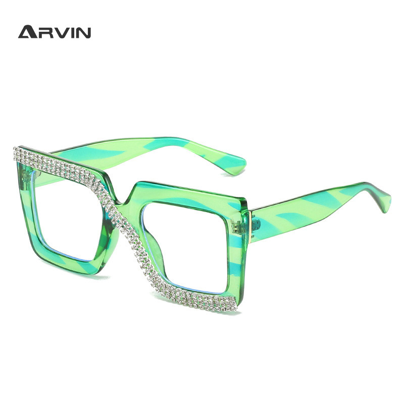 Zeleni prugasti kvadratni antiplavi okviri za naočale Retro Muški Ženski optički modni dijamantni ukrasi Dioptrijske naočale
