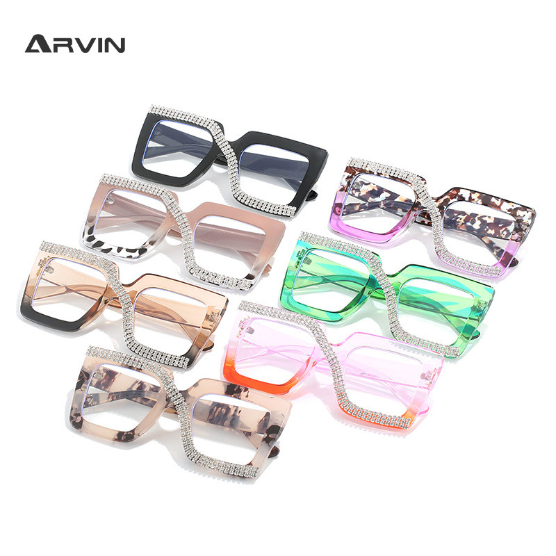 Zeleni prugasti kvadratni antiplavi okviri za naočale Retro Muški Ženski optički modni dijamantni ukrasi Dioptrijske naočale