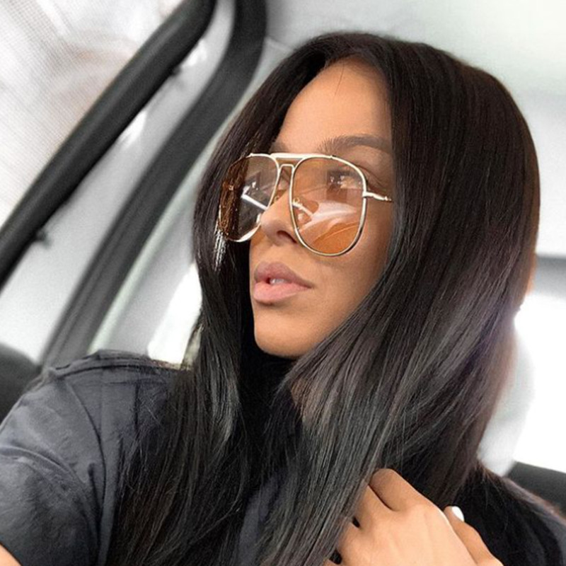 Retro Double Bridges Peach Pilot päikeseprillid Naiste Meeste Disainer Luksuslikud metallraamiga Suured päikeseprillid 2022 Uued moodsad prillid