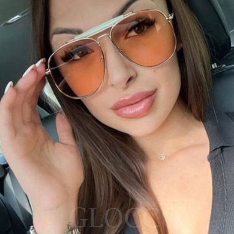 Retro Double Bridges Peach Pilot päikeseprillid Naiste Meeste Disainer Luksuslikud metallraamiga Suured päikeseprillid 2022 Uued moodsad prillid