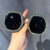 Ochelari de soare pentru femei 2022 ochelari de soare de cristal cu cadru mare femei de designer de marcă femei nuanțe de lux Lunette De Soleil Femme Punk