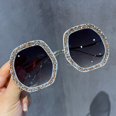 Ochelari de soare pentru femei 2022 ochelari de soare de cristal cu cadru mare femei de designer de marcă femei nuanțe de lux Lunette De Soleil Femme Punk