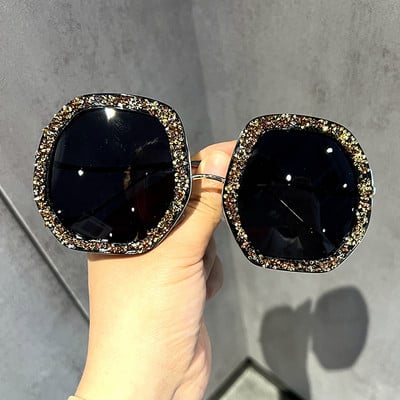 Ochelari de soare pentru femei 2022 ochelari de soare de cristal cu cadru mare femei de designer de marcă femei nuanțe de lux Lunette De Soleil Femme Punk