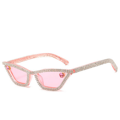 Madingi vintažiniai deimantiniai katės akiniai Steampunk akiniai nuo saulės moteriški mažo rėmelio prabangūs krištolo akiniai nuo saulės spalvingi kalnų krištoliniai atspalviai