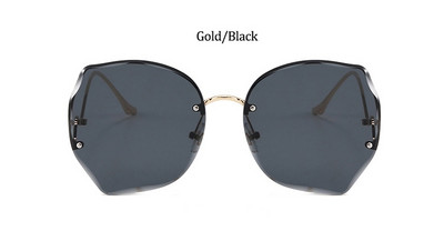 Ogromne smeđe sunčane naočale bez okvira Ženske trendi okrugle gradijent nijanse naočale 2021 ljetne ženske sunčane naočale Oculos