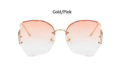 Ogromne smeđe sunčane naočale bez okvira Ženske trendi okrugle gradijent nijanse naočale 2021 ljetne ženske sunčane naočale Oculos