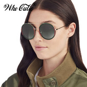 WHO CUTIE 2018 Crveno zelene okrugle sunčane naočale Ženske dizajnerske marke Metalni okvir Ženske sunčane naočale iz 90-ih Vintage retro sjenila Poklon 587