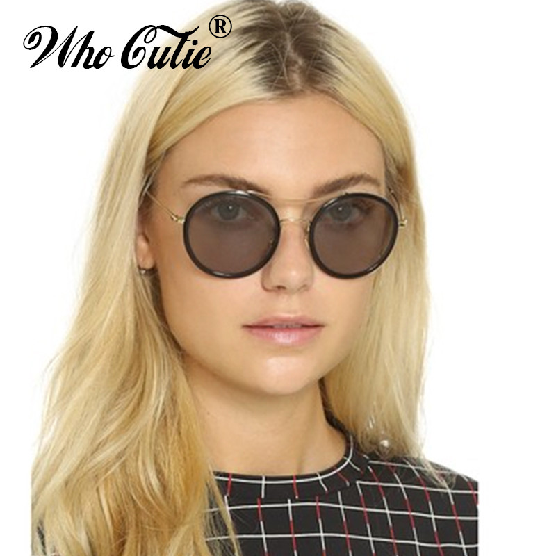 WHO CUTIE 2018 Crveno zelene okrugle sunčane naočale Ženske dizajnerske marke Metalni okvir Ženske sunčane naočale iz 90-ih Vintage retro sjenila Poklon 587