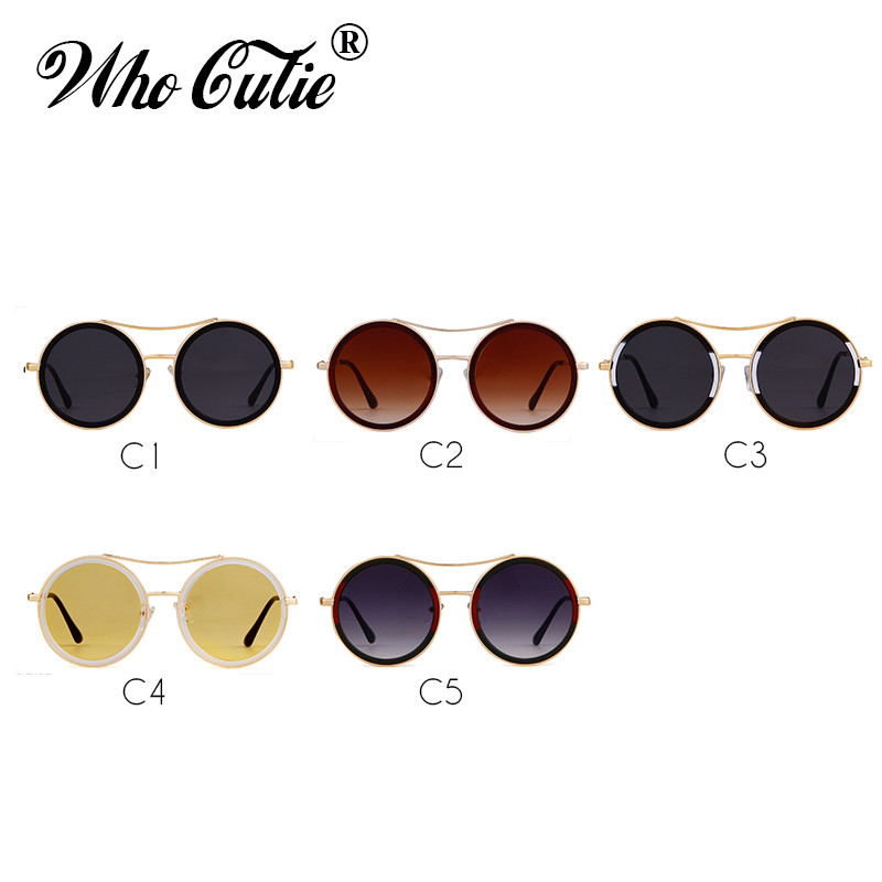 WHO CUTIE 2018 Crveno zelene okrugle sunčane naočale Ženske dizajnerske marke Metalni okvir Ženske sunčane naočale iz 90-ih Vintage retro sjenila Poklon 587