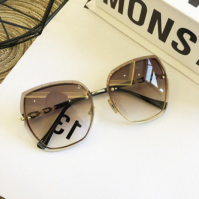 Дизайн на известната марка Дамски слънчеви очила без рамки Луксозни очила Дамски слънчеви очила Женски 2023 Градиентни розови и сини лещи Квадратни очила