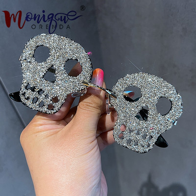 Luxusné slnečné okuliare pre ženy, trendy doplnky pre Y2K, blingové štrasové lebky, steampunk slnečné okuliare pre mužov, bezrámové, slnečné okuliare Oculos De Sol
