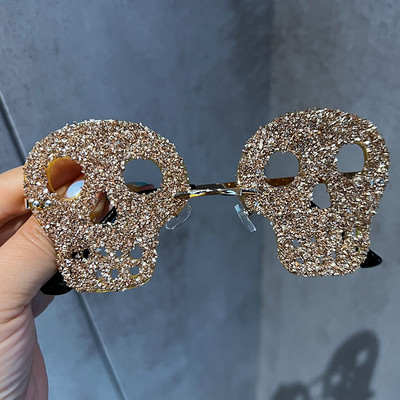 Luksuzne sunčane naočale za žene Trendy y2k dodaci Bling Rhinetone Skull Steampunk sunčane naočale za muškarce Bez okvira Oculos De Sol