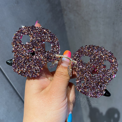 Luksuzne sunčane naočale za žene Trendy y2k dodaci Bling Rhinetone Skull Steampunk sunčane naočale za muškarce Bez okvira Oculos De Sol