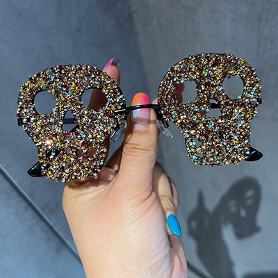 Luksuzne sunčane naočale za žene Trendy y2k dodaci Bling Rhinetone Skull Steampunk sunčane naočale za muškarce Bez okvira Oculos De Sol