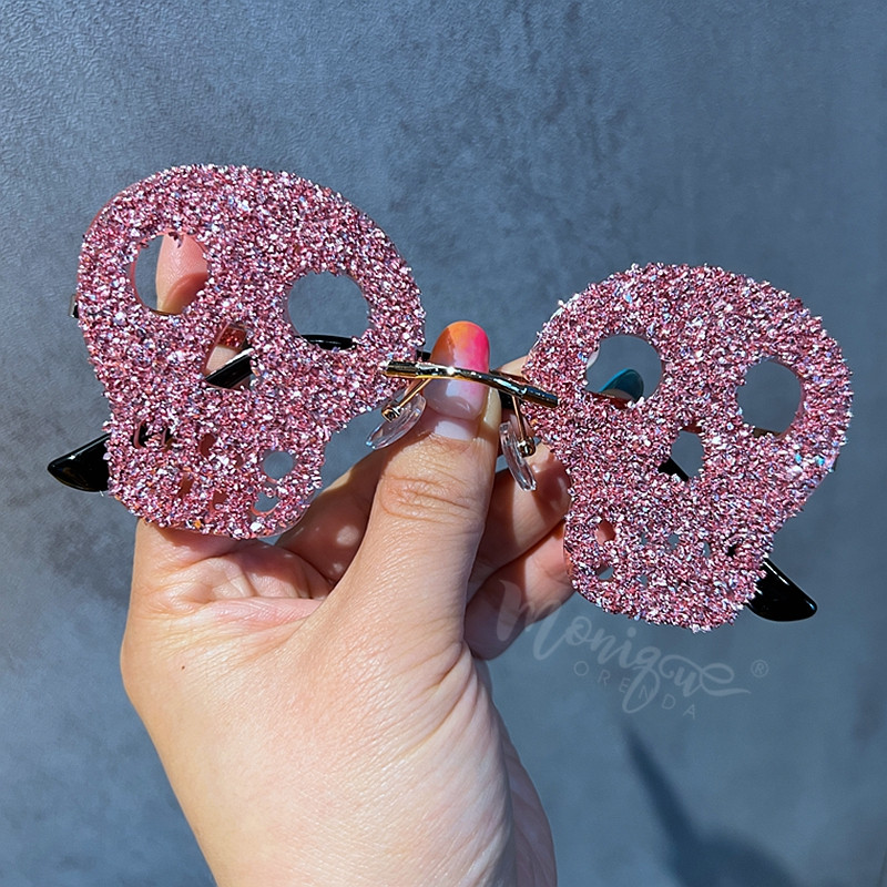 Luksuzne sunčane naočale za žene Trendy y2k dodaci Bling Rhinetone Skull Steampunk sunčane naočale za muškarce Bez okvira Oculos De Sol