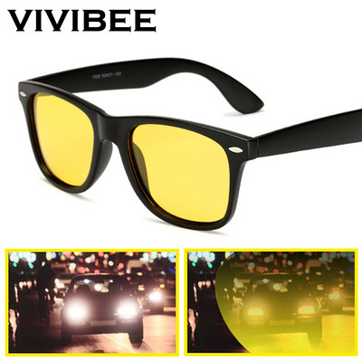 VIVIBEE Classic Night Vision Glasses Men Square Polarized Lenses UV400 Yellow Sunglasses for Women 2022 Driving Goggles