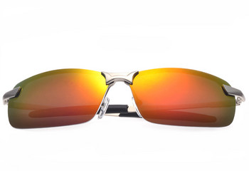Orange Mens UV400 Polarized Sunglasses Sports Driving Mirrored Sunglasses Rimless Metal Glasses Eyewear 3043DM