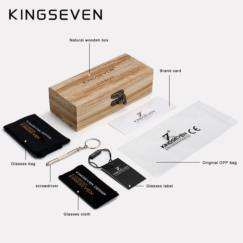 KINGSEVEN DESIGN 2018 puidust päikeseprillid meestele/naistele kvaliteetsed peegelklaasiga UV400 klassikalised puidust pakendiga päikeseprillid
